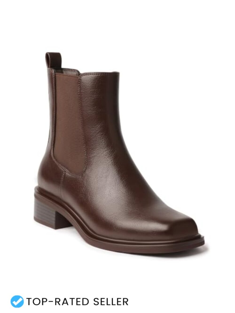 Women's Square Toe Chelsea Boots Block Chunky Heel Ankle Booties Slip On PU
